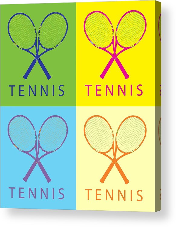 Tennis Pop Art Panels Acrylic Print featuring the digital art Tennis Pop Art Panels by Dan Sproul