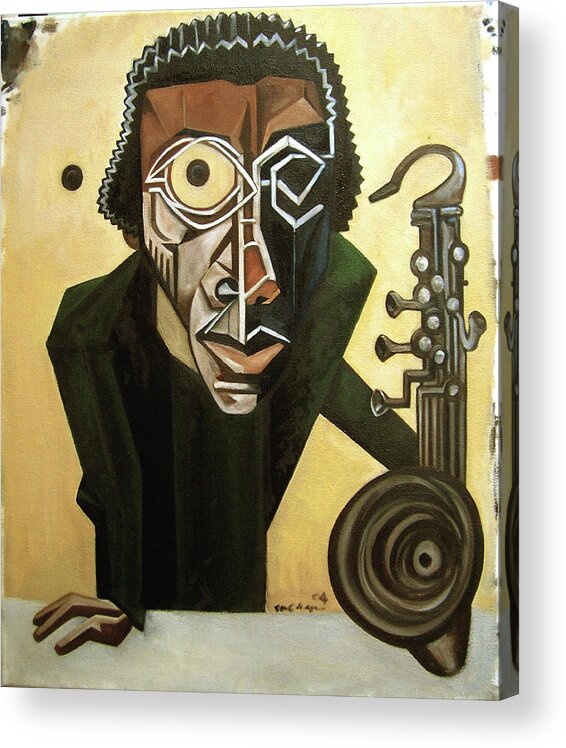 Jazz Acrylic Print featuring the painting The Ethnomusicologist / Marion Brown by Martel Chapman