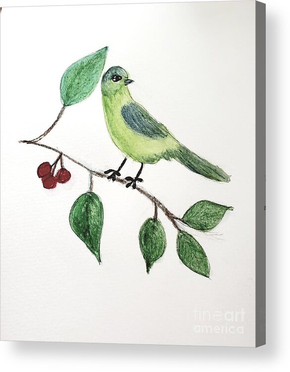 Bird Acrylic Print featuring the painting A Key West Pause by Margaret Welsh Willowsilk