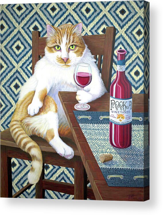 Wine Acrylic Print featuring the painting The Purrrfect Wine by Tish Wynne