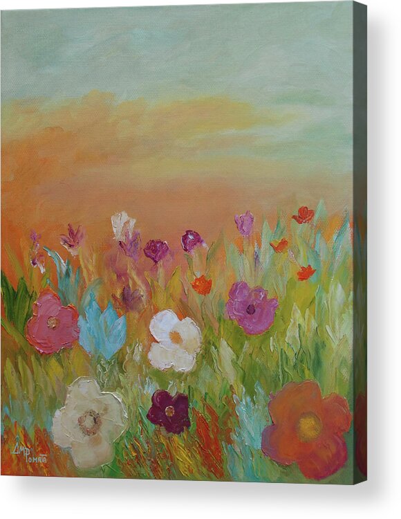 Rose Acrylic Print featuring the painting There Where The Sun Hides by Angeles M Pomata