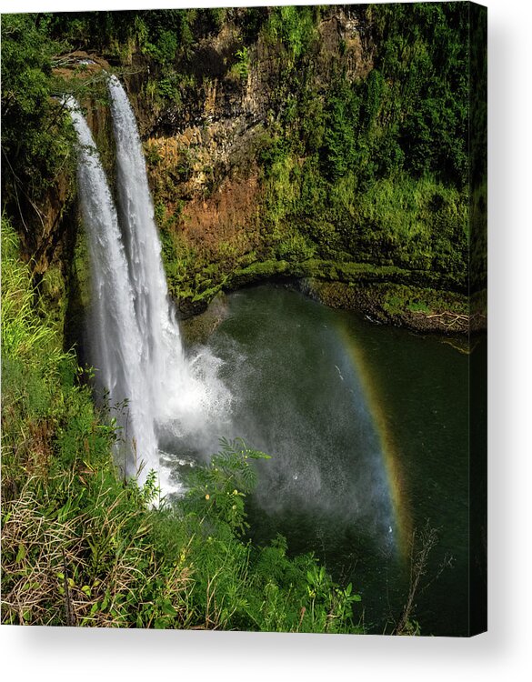 Wailua Falls Acrylic Print featuring the photograph Wailua Falls. by Doug Davidson