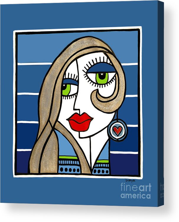 Woman Acrylic Print featuring the digital art Woman with Earring by Diana Rajala