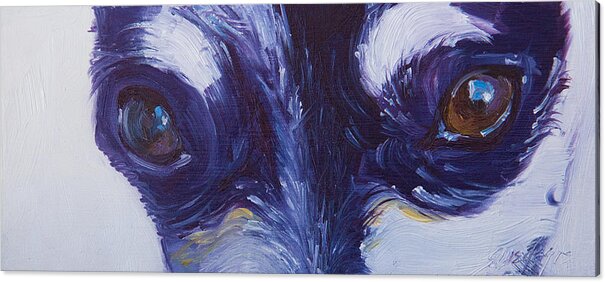 Small Acrylic Print featuring the painting Soul of the Dog #4 by Sheila Wedegis