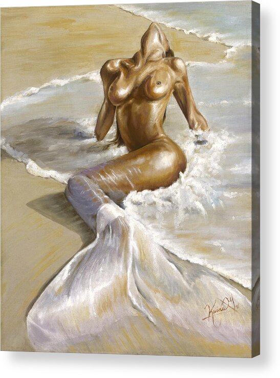 Mermaid Acrylic Print featuring the painting Mermaid by Karina Llergo