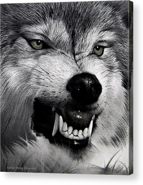 Wolf Acrylic Print featuring the drawing The Guardian by Stirring Images