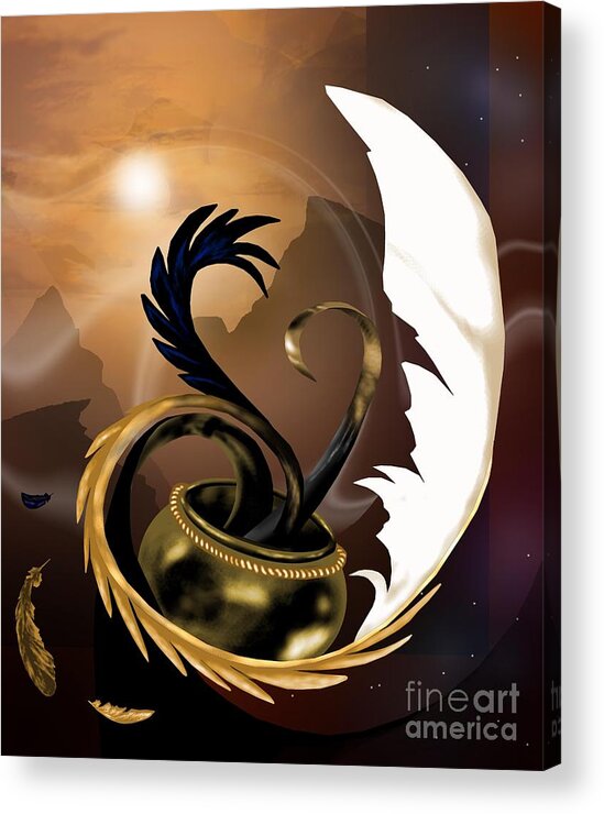 Quill Acrylic Print featuring the digital art An Artist's Calling by Alice Chen