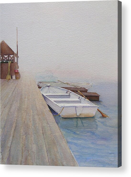 Boat Acrylic Print featuring the painting Foggy Morn by Judy Mercer