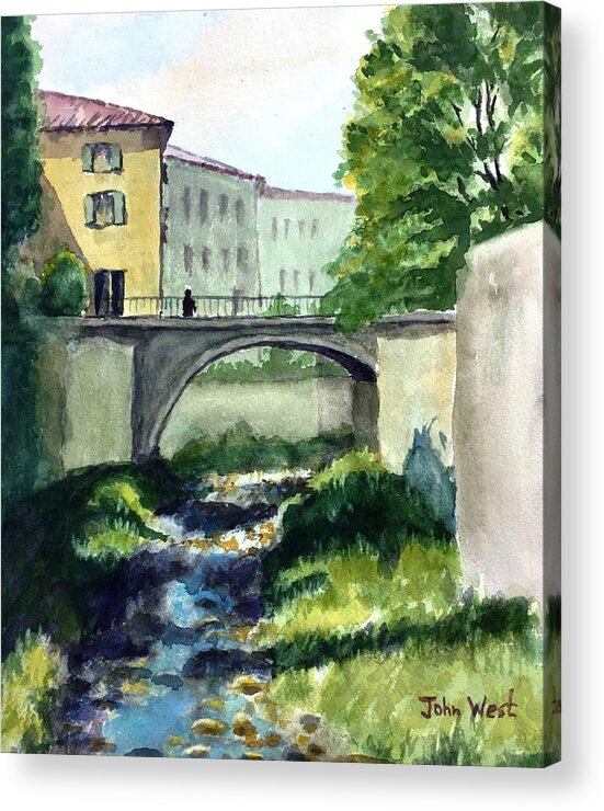 Landscape Acrylic Print featuring the painting Bridge in Italy by John West