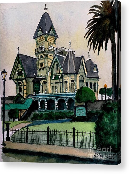 Eureka Ca Acrylic Print featuring the painting Carson Mansion by John West