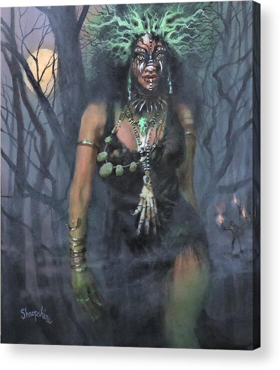 Voodoo Woman Acrylic Print featuring the painting Voodoo Woman by Tom Shropshire