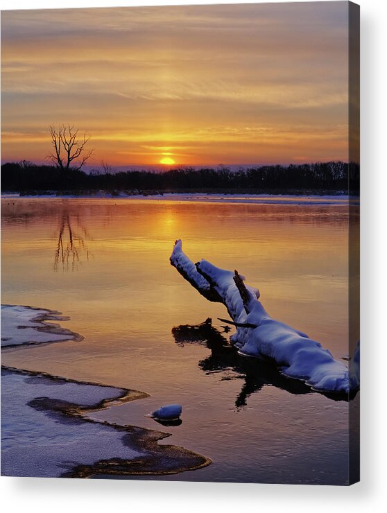 Yahara Acrylic Print featuring the photograph Yahara Deep Freeze - Day 2 - Freezing Yahara River at sunrise by Peter Herman