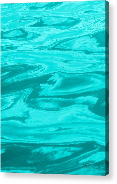 Multi Panel Acrylic Print featuring the digital art Colored Wave Blue Panel One by Stephen Jorgensen
