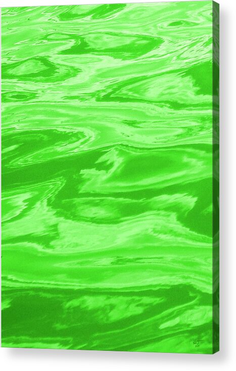 Multi Panel Acrylic Print featuring the digital art Colored Wave Green Panel One by Stephen Jorgensen