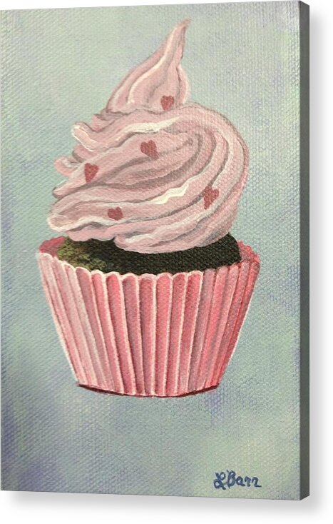 Cupcake Acrylic Print featuring the painting Pretty in Pink by Lisa Barr