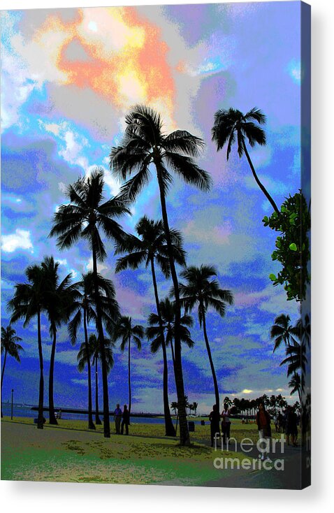 Waikiki Acrylic Print featuring the photograph Waikiki Beach Dusk by Larry Oskin