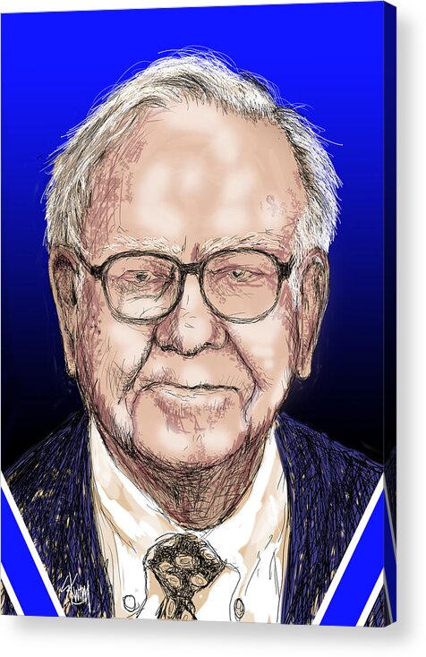 Warren Edward Buffett Acrylic Print featuring the digital art Warren by Stan Kwong