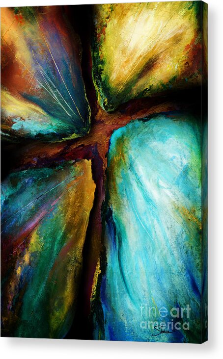 Cross Acrylic Print featuring the mixed media Sweet Victory by Shevon Johnson