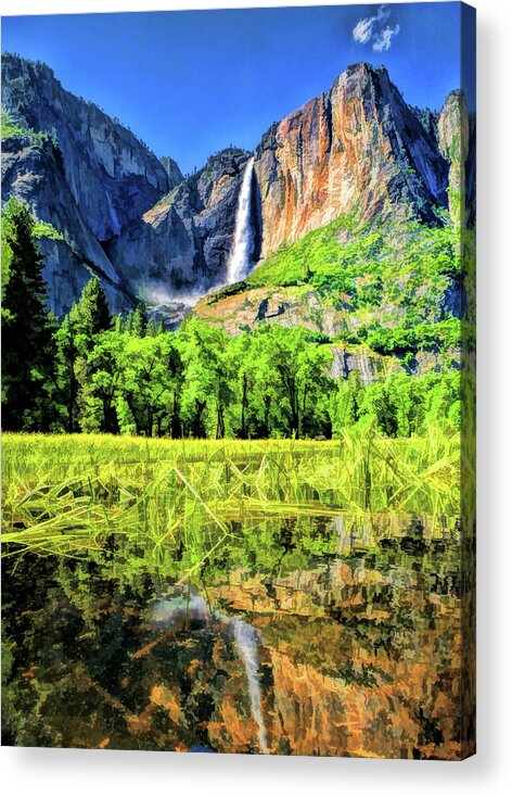 Yosemite Acrylic Print featuring the painting Yosemite National Park Bridalveil Fall by Christopher Arndt