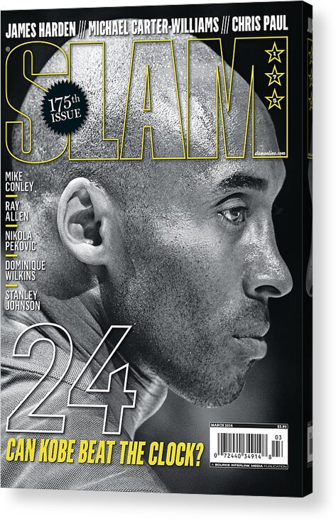 Kobe Bryant Acrylic Print featuring the photograph 24: Can Kobe Beat the Clock? SLAM Cover by Atiba Jefferson