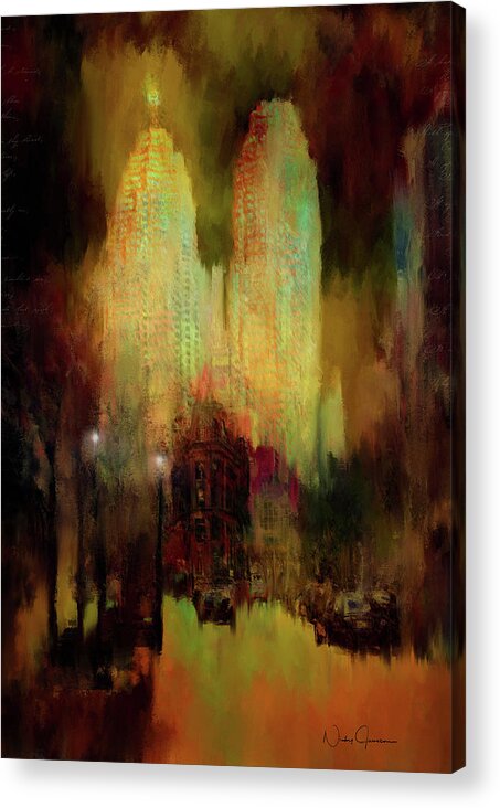 Photosintopaintings Acrylic Print featuring the digital art City Lights by Nicky Jameson