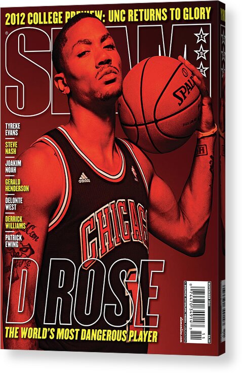Derrick Rose Acrylic Print featuring the photograph D Rose: The World's Most Dangerous Player SLAM Cover by Atiba Jefferson