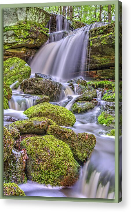 Gorgeous Cascading Waterfall Flowing Along A Acrylic Print featuring the photograph As it all cascades into beautiful song by Carolyn Hall