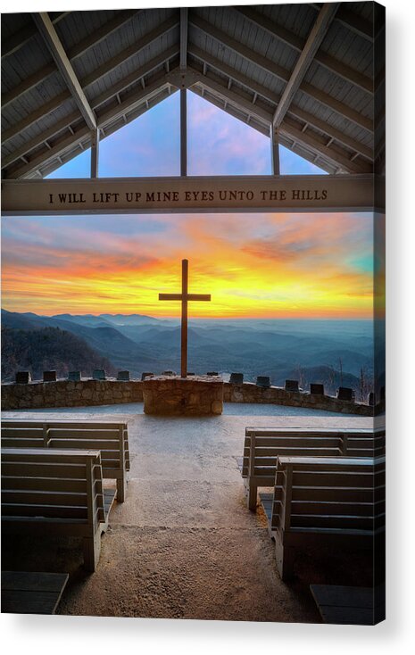 Pretty Place Chapel Acrylic Print featuring the photograph South Carolina Pretty Place Chapel Sunrise Embraced by Dave Allen