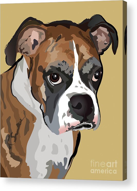 Boxer Dog Acrylic Print featuring the painting Boxer Dog Portrait #7 by Robyn Saunders