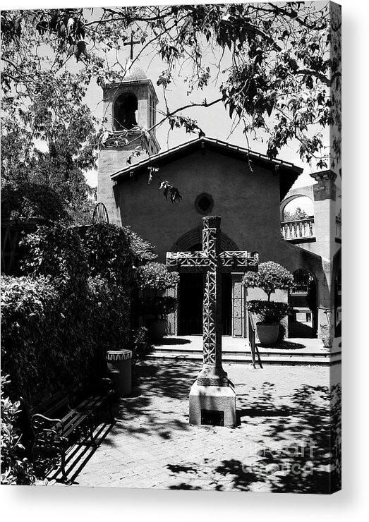 Arizona Acrylic Print featuring the photograph A Village Chapel BW by Mel Steinhauer