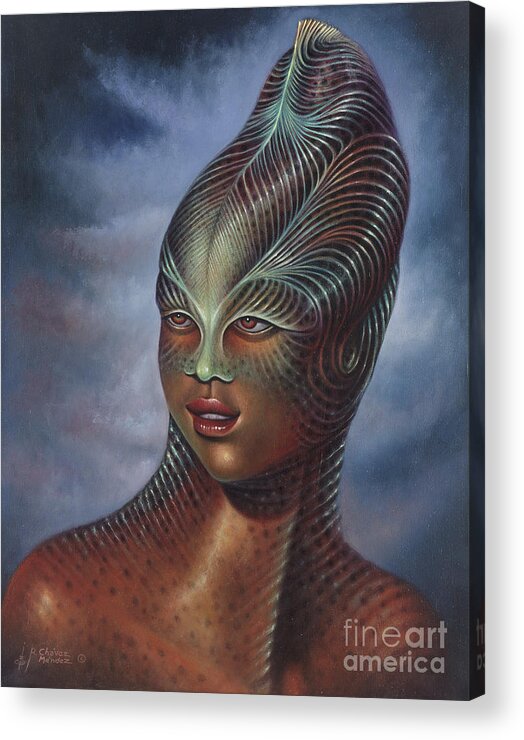 Sci-fi Acrylic Print featuring the painting Alien Portrait I by Ricardo Chavez-Mendez