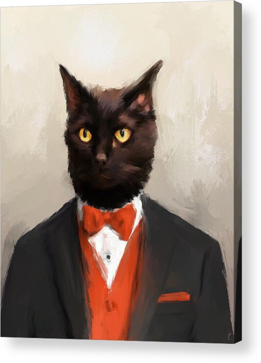 Art Acrylic Print featuring the painting Chic Black Cat by Jai Johnson