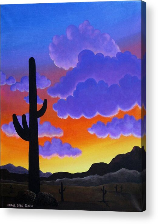 Desert Acrylic Print featuring the painting Desert Sunset by Carol Sabo