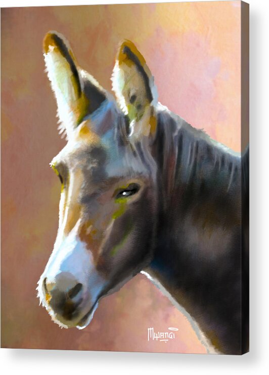 Zebra Acrylic Print featuring the painting Donkey Hee-Haw by Anthony Mwangi