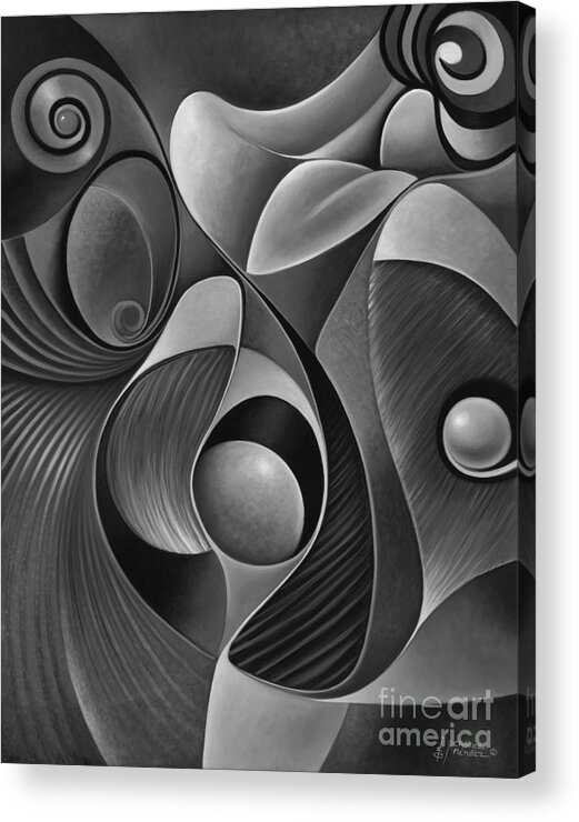 Female Acrylic Print featuring the painting Dynamic Series 22-Black and White by Ricardo Chavez-Mendez