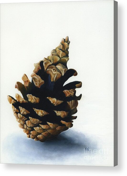 Pinecone Acrylic Print featuring the painting Lone Pinecone by Rosellen Westerhoff