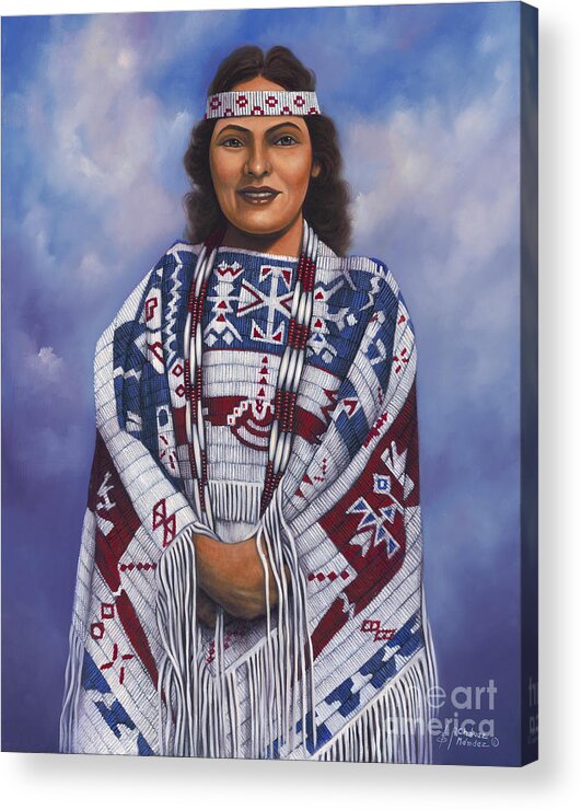 Portrait Acrylic Print featuring the painting Native Queen by Ricardo Chavez-Mendez