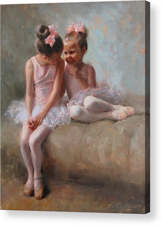 Children Acrylic Print featuring the painting Sharing Secrets by Anna Rose Bain