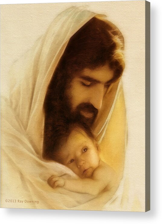 Jesus Acrylic Print featuring the digital art Suffer the Little Children by Ray Downing