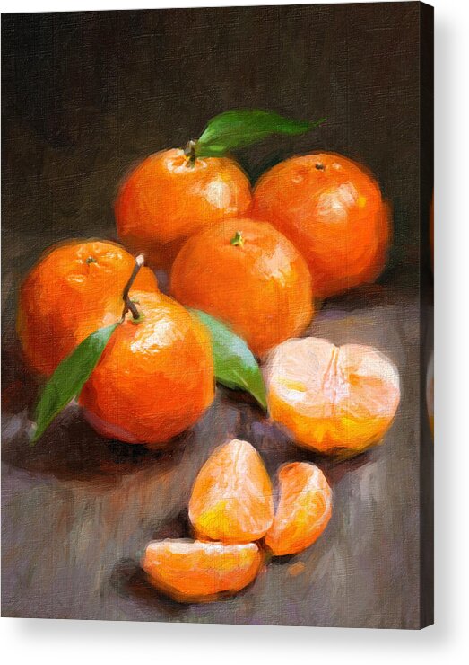 Tangerines Acrylic Print featuring the painting Tangerines by Robert Papp