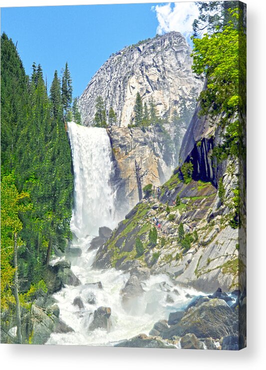Vernal Fall Acrylic Print featuring the photograph The Mist Trail At Vernal Fall by Steven Barrows