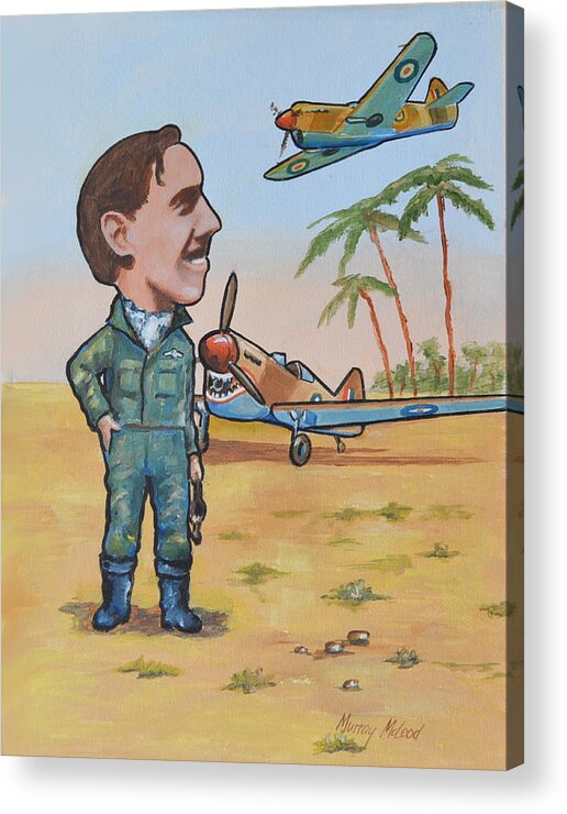 Aviation Artwork Acrylic Print featuring the painting Wing Cdr.Clive Caldwell by Murray McLeod