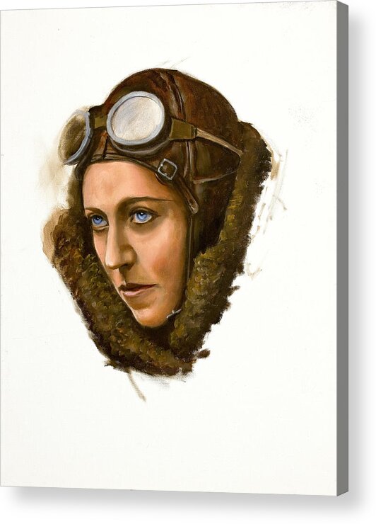 Aviatrix Acrylic Print featuring the painting Amy Johnson by Karen Wilson