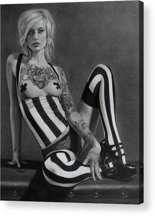 Pencil Acrylic Print featuring the drawing ...No Cabaret by Tim Dangaran