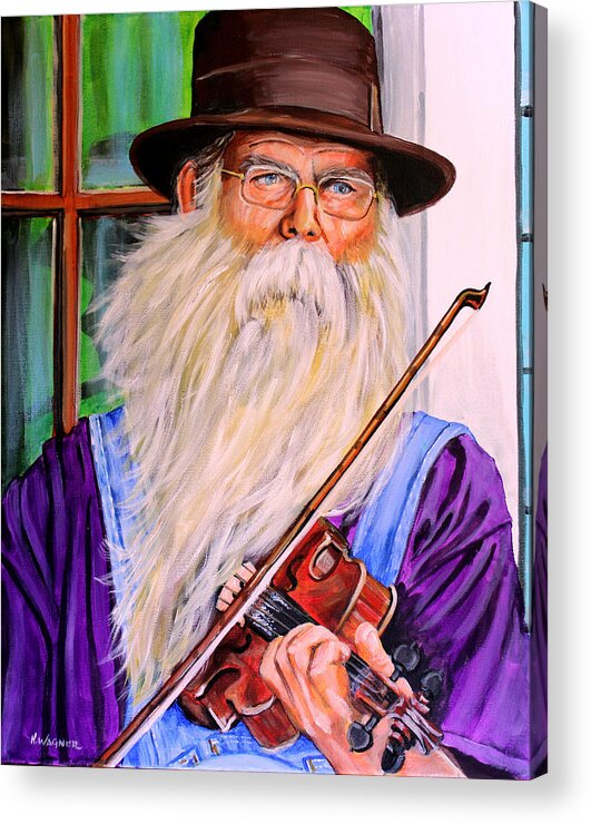 Fiddle Acrylic Print featuring the painting Ozarks Fiddle Player by Karl Wagner