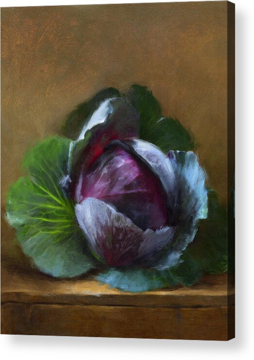 Cabbage Acrylic Print featuring the painting Autumn Cabbage by Robert Papp