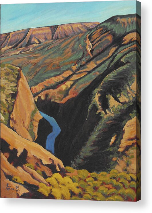 Black Canyon Acrylic Print featuring the painting Black Canyon Overlook by Gina Grundemann