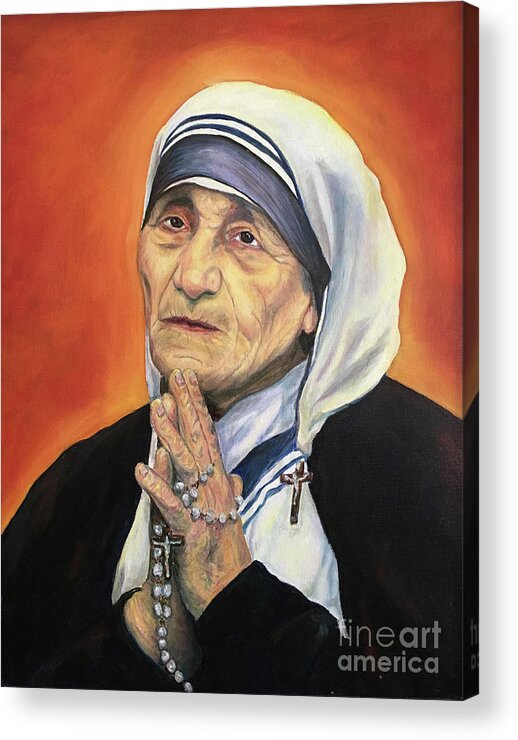 Mother Teresa Of Calcutta Acrylic Print featuring the painting St Teresa of Calcutta by Laura Napoli