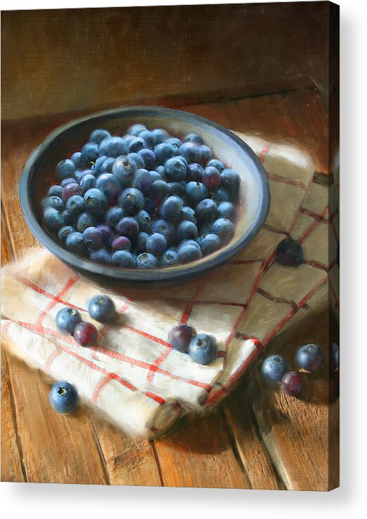 Blueberries Acrylic Print featuring the painting Blueberries by Robert Papp