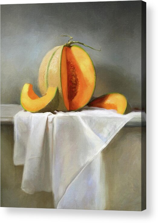 Cantaloupes Acrylic Print featuring the painting Cantaloupes by Robert Papp